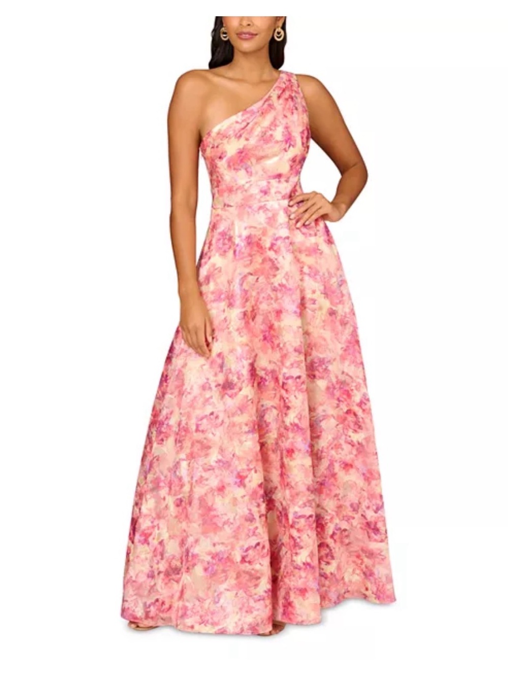 Aidan Mattox Adrianna Papell Metallic Floral Jacquard Gown $495 Size 8